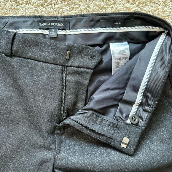 BANANA REPUBLIC Avery Fit Sparkle Pants Slim Straight Black Silver Metallic 2 - Picture 4 of 8